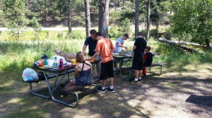 Many days, we stopped at picnic sites such as this, or ate picnic lunches in the car. This site was in Custer.